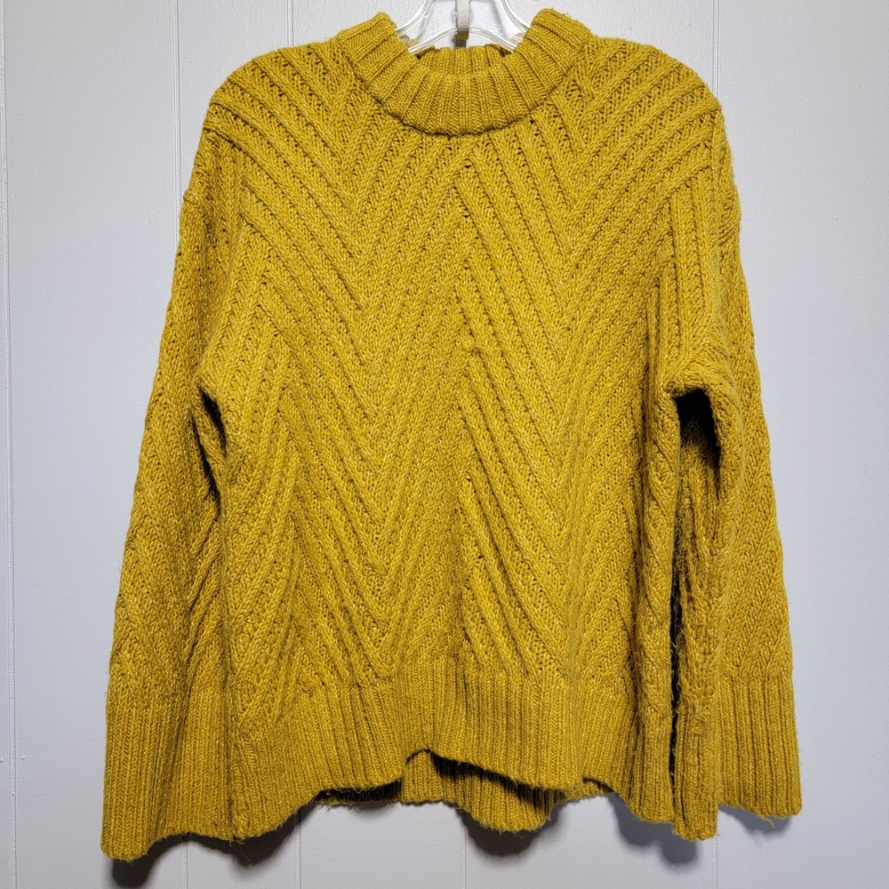 A New Day Womens Mustard Yellow Chevron Knit Mock Neck Sweater Large